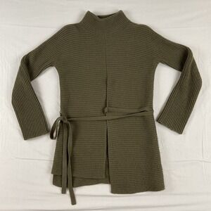 Vince XS Tunic Sweater Mock Neck Women Green Asymmetric Wool‎ Cashmere Belted